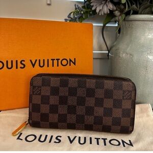 Louis Vuitton Damier Ebene Canvas Zippy Long Wallet/Clutch/Organizer